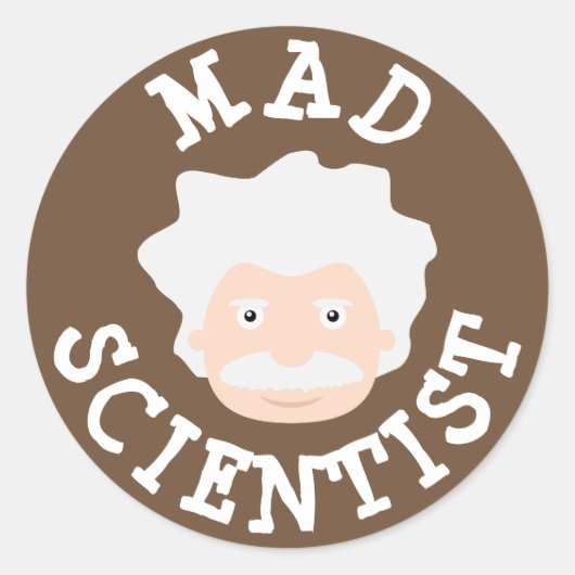 Mad Scientist Ronde Sticker (Voorkant)