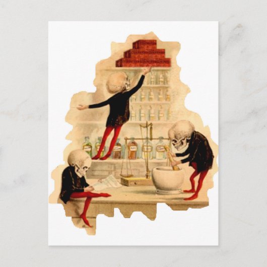 Mad Scientist Skeletons Briefkaart (Voorkant)