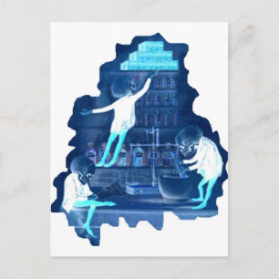 Mad Scientist Skeletons X-ray Briefkaart