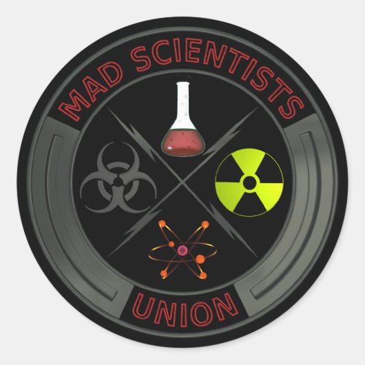 Mad Scientist Union Ronde Sticker (Voorkant)