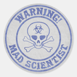 Mad Scientist Warning Ronde Sticker
