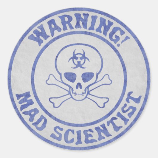 Mad Scientist Warning Ronde Sticker (Voorkant)