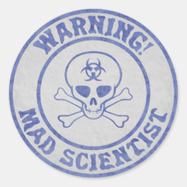 Mad Scientist Warning Ronde Sticker