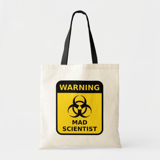Mad Scientist Warning Sign Canvas tas (Voorkant)