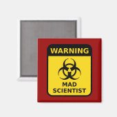 Mad Scientist Warning Sign Magneet (Voorkant / Achterkant)