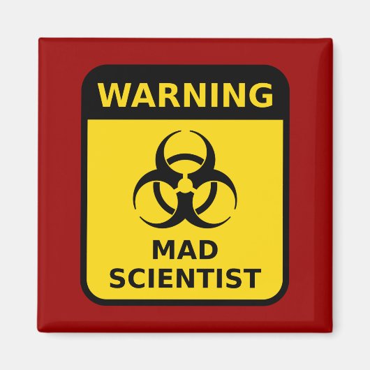 Mad Scientist Warning Sign Magneet (Voorkant)