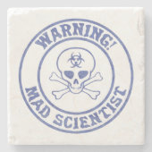 Mad Scientist Warning Stenen Onderzetter (Voorkant)