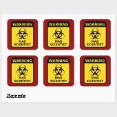 Mad Scientist Warning Vierkante Sticker (Vel)