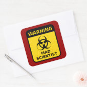Mad Scientist Warning Vierkante Sticker (Envelop)