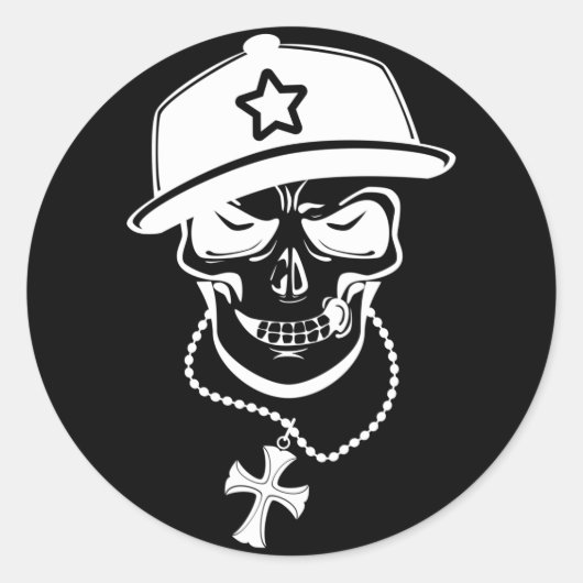 MAD SKULL-W RONDE STICKER (Voorkant)