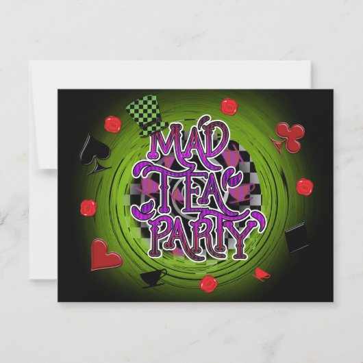 MAD TEA ARTITY Swirl Wonderland Party Invitation Kaart (Voorkant)