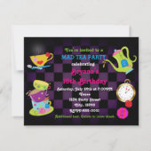MAD TEA ARTITY Wonderland Birthday Party Invitatio Kaart (Achterkant)