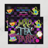 MAD TEA ARTITY Wonderland Birthday Party Invitatio Kaart (Voorkant / Achterkant)