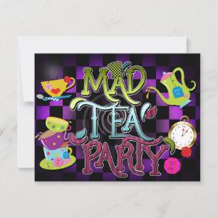 MAD TEA ARTITY Wonderland Birthday Party Invitatio Kaart