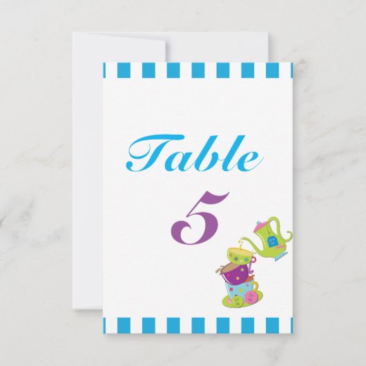 Mad Tea Party Cups Birthday Table Number Kaart (Voorkant)