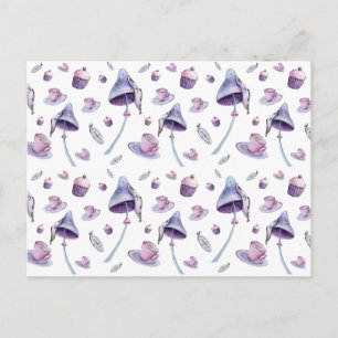 Mad Tea Party roze en Blue Waterverf Briefkaart