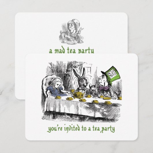 Mad Tea Party uitnodigingen (Voorkant / Achterkant)