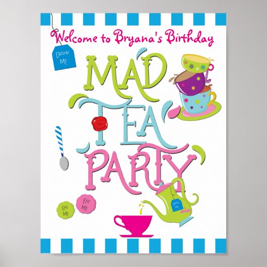 MAD TEA Party Welthday Table Sign Poster (Voorkant)