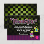 MAD TEA PARTY Wonderland Verjaardag BEDANKT KAART (Voorkant / Achterkant)