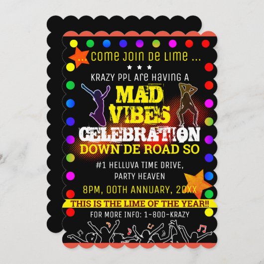 MAD VIBES PARTY KAART (Voorkant / Achterkant)