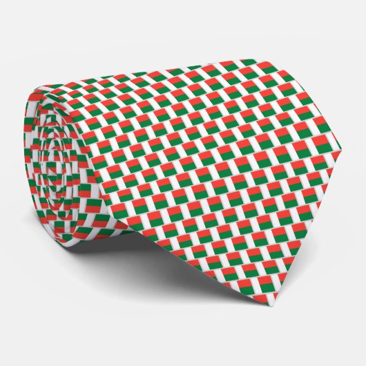 Madagascar Flag Brick Pattern Stropdas (Opgerold)