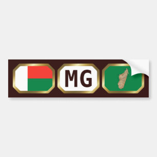 Madagascar Flag Map Code Bumper Sticker