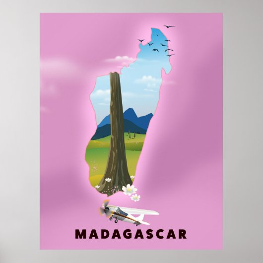 Madagascar geïllustreerde reisposter poster (Voorkant)