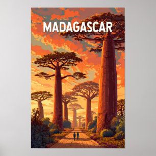 Madagascar Illustratie Reis Kunst Vintage Poster
