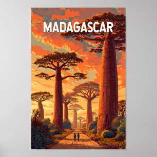 Madagascar Illustratie Reis Kunst Vintage Poster