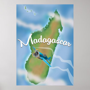 Madagascar Kaart vintage reisposter. Poster
