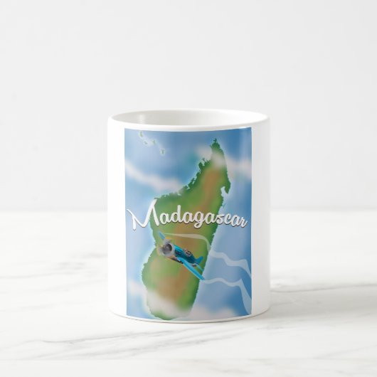 Madagascar Map vintage-poster. Koffiemok (Center)