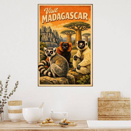 Madagascar - Oude Reisposter Poster (Keuken)