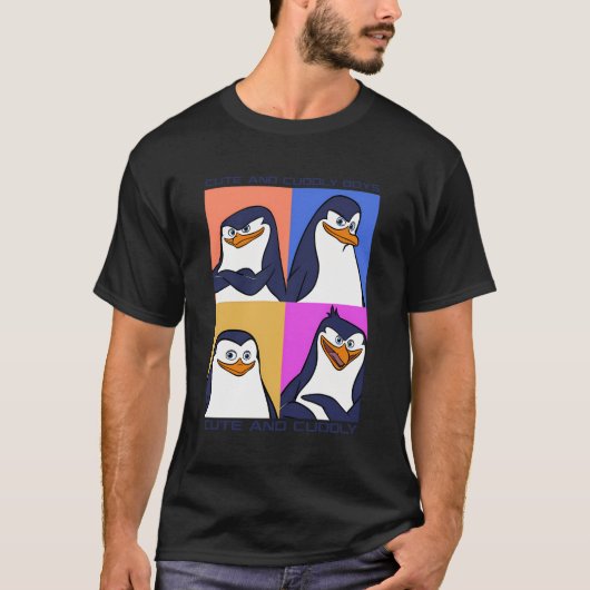 Madagascar Penguins Cute and Cudly Text Poster T-shirt (Voorkant)