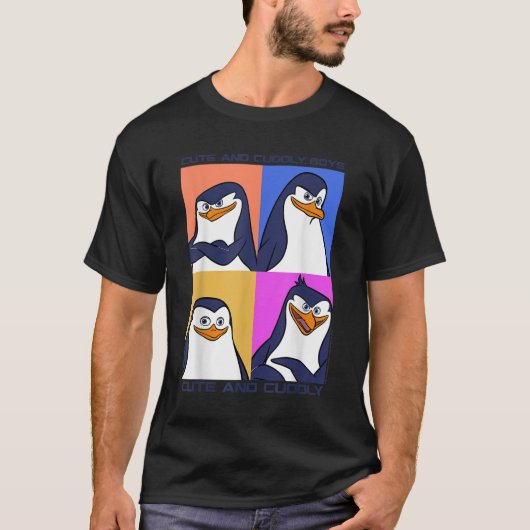 Madagascar Penguins Cute and Cudly Text Poster T-shirt (Voorkant)
