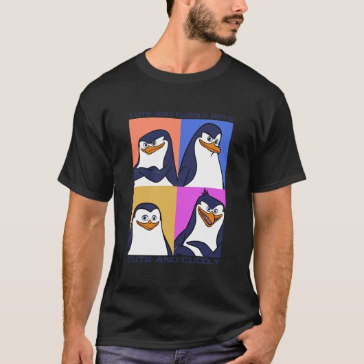 Madagascar Penguins Cute and Cudly Text Poster T-shirt (Voorkant)