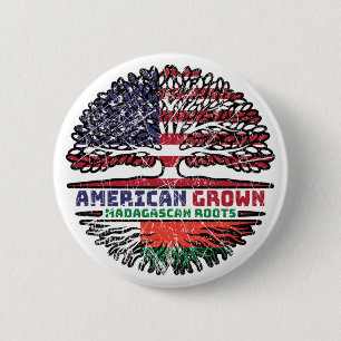 Madagaskar-Amerikaans-Amerikaanse vlag over boomst Ronde Button 5,7 Cm