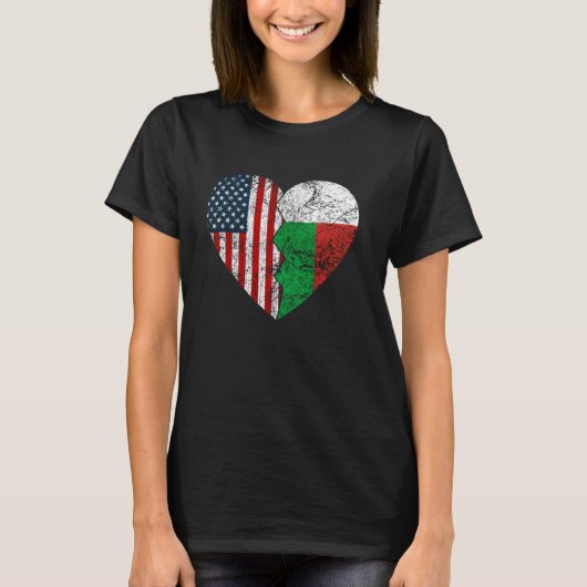 Madagaskar Amerikaanse vlaggen Hart Verenigde Stat T-shirt (Voorkant)