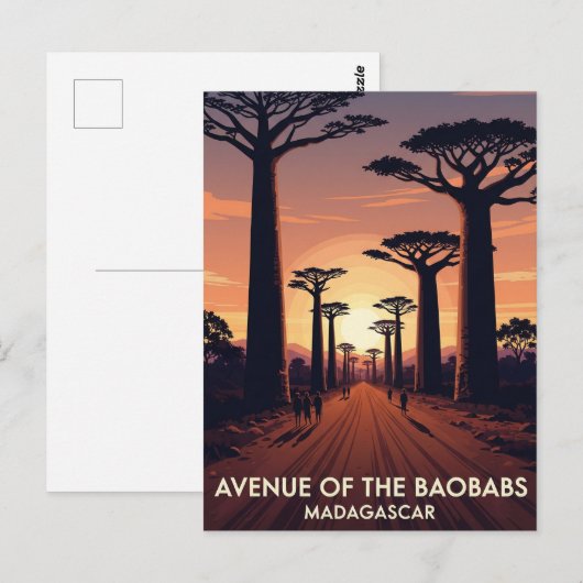 Madagaskar Avenue van de Baobabs Reizen Briefkaart (Voorkant / Achterkant)