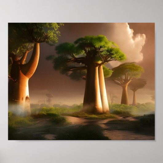 Madagaskar Baobab Forest Fantasy Art Poster (Voorkant)