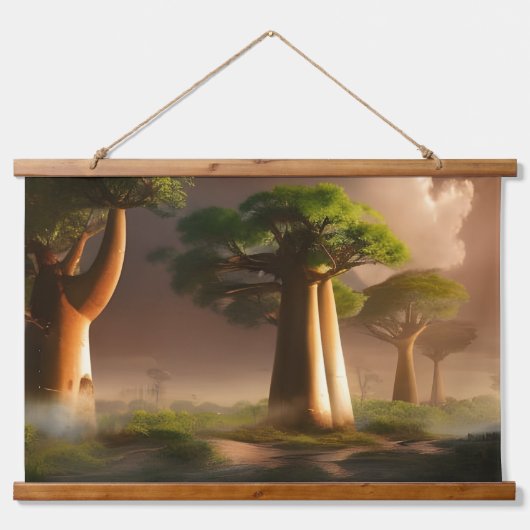 Madagaskar Baobab Forest Fantasy Hangend Wandkleed (Voorkant)