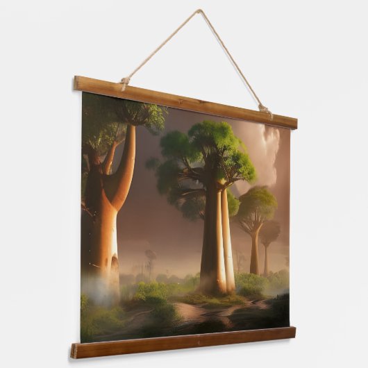 Madagaskar Baobab Forest Fantasy Hangend Wandkleed (Gebogen)