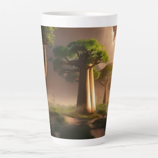 Madagaskar Baobab Forest Fantasy Latte Mok (Voorkant)