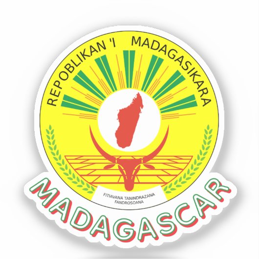 Madagaskar Embleem met vlagdetail Sticker (Voorkant)