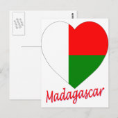 Madagaskar Flag Heart Briefkaart (Voorkant / Achterkant)
