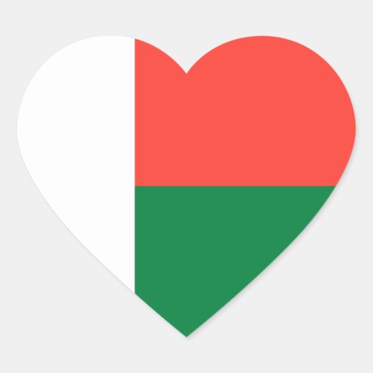 Madagaskar Flag Heart Sticker (Voorkant)