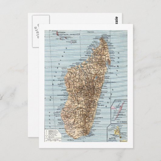 Madagaskar-kaart Briefkaart (Voorkant / Achterkant)