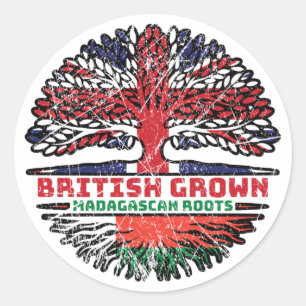 Madagaskar Madagaskar - Brits - vlag over boomkorr Ronde Sticker