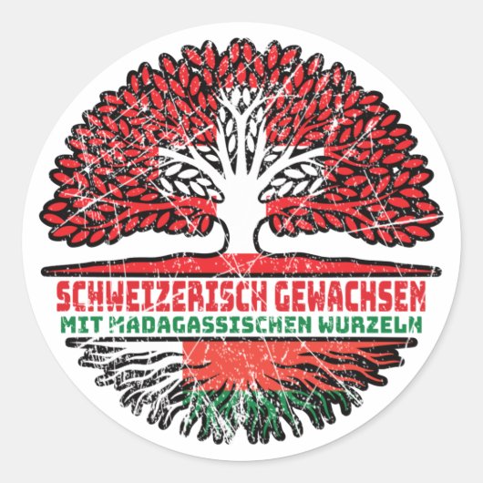 Madagaskar Madagassisch Schweizer Schweiz Baum Ronde Sticker (Voorkant)
