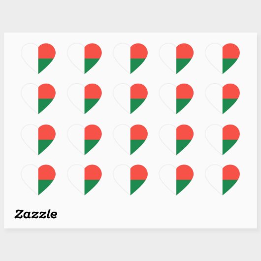 Madagaskar/Malagassische vlag Hart Sticker (Vel)