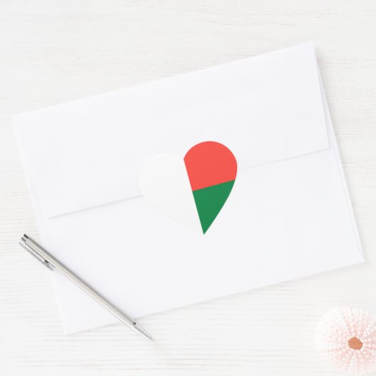 Madagaskar/Malagassische vlag Hart Sticker (Envelop)